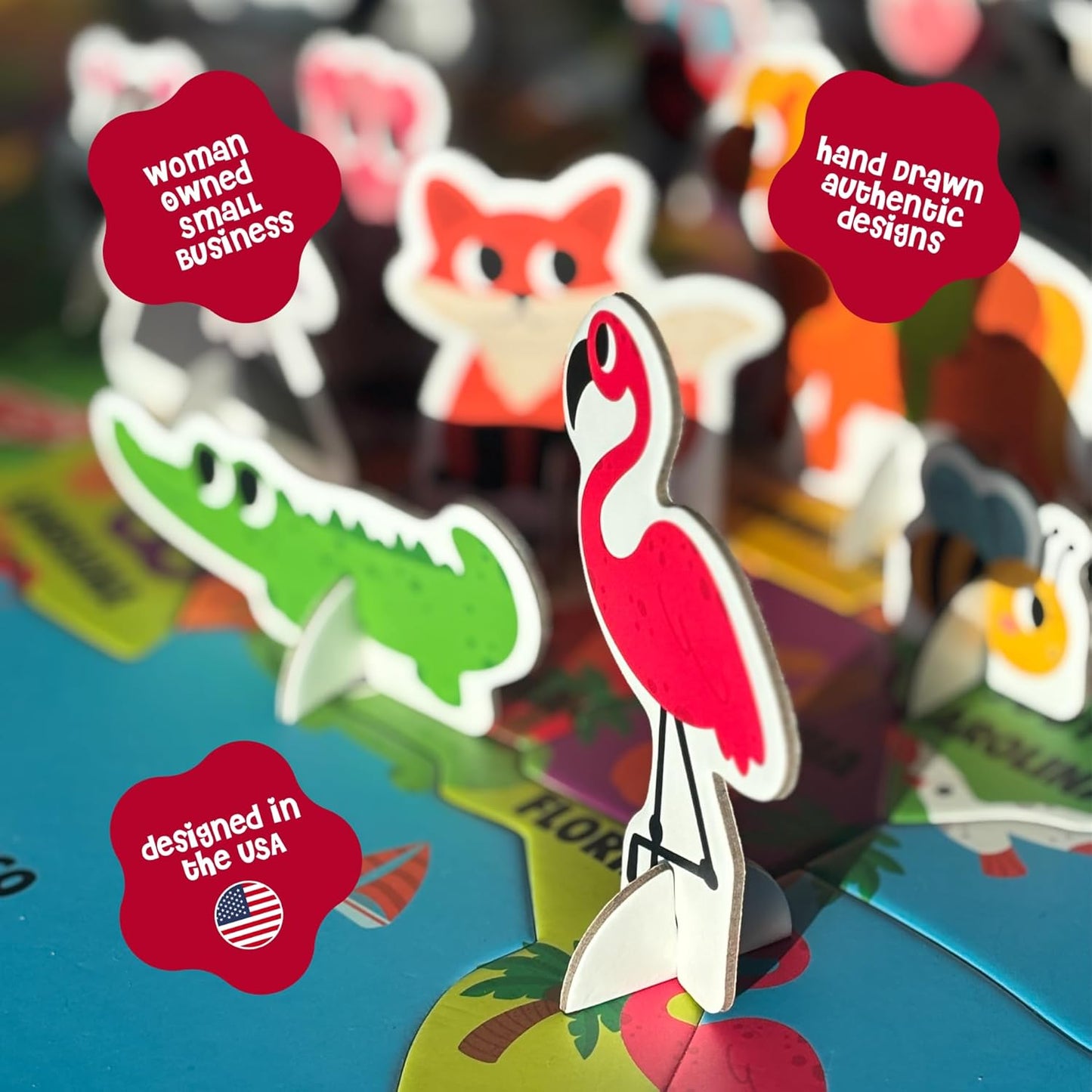 Dinomini Giant World Map Puzzle for Kids - with Interactive Standing Figures - Floor Puzzles for Kids Ages 3-5 - Preschool Learning Activities - Learning & Educational Toys
