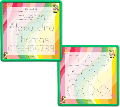 Kid's Name Tracing Board | Dry Erase Letter Tracing | Reusable Name Alphabet Tracing| Number Tracing | Personalized | Baby Unicorn Theme