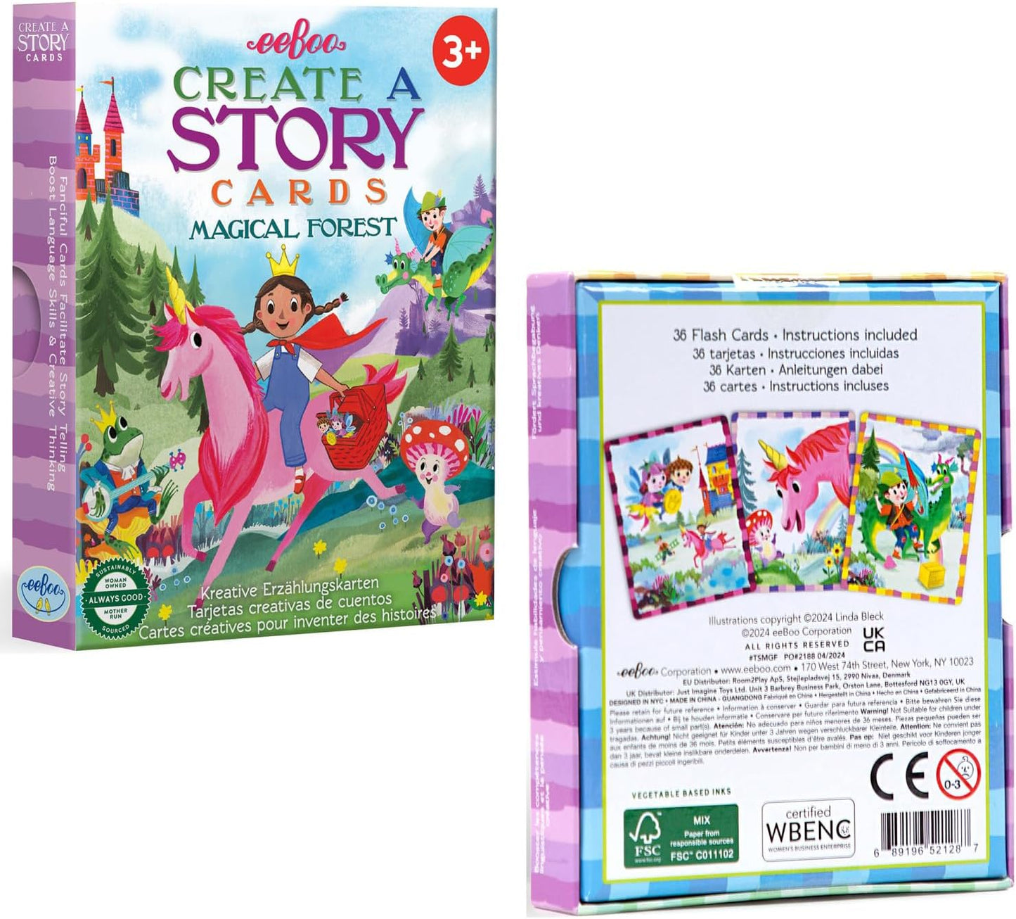 eeBoo: Mystery in The Forest Create a Story Pre-Literacy Cards, 36 Cards with Colorful Characters, Encourages Imagination, for Ages 3 and up