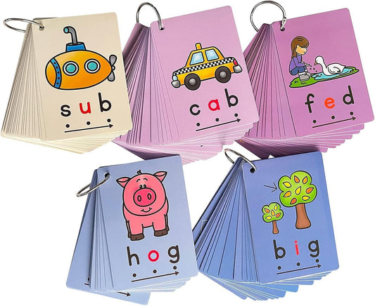 Lilias CVC Flashcards, CVC Word Builders, Toddler Learning Toys, Learning Supplies for Kindergarten Preschool, 126 Cards, 4.3 X 3 inch