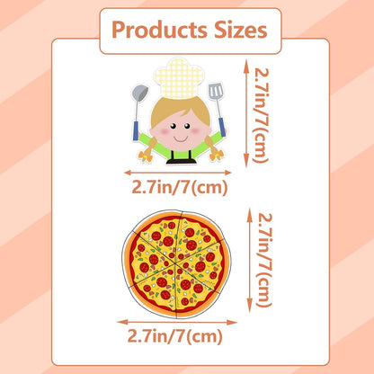 Magnetic Pizza 48 Pcs Pizza and 8 Pcs Chef Magnetic Fractions Group Game Refrigerator Whiteboard Magnet Math Games Interactive Learning Toys