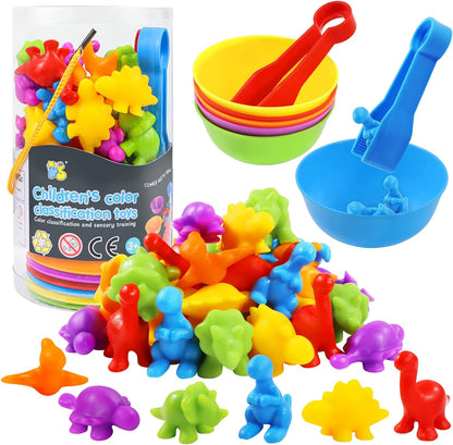 RAEQKS Counting Sorting Toys Matching Stacking Toys with Bowls Preschool Learning Activities Educational Sensory Game Montessori STEM Toy Daycare Sets Animals Gifts for Toddlers Kids Boys Girls