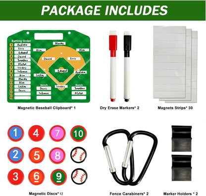 Magnetic Baseball Lineup Board | Baseball Dry Erase Coaching Broad | Softball Lineup Cards Marker Boards | Baseball Clipboard for Coaches | Baseball Lineup Board for Dugout