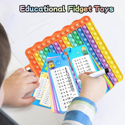 Multiplication Flash Cards + Pop Fidget Multiplication Chart, Times Table Educational Flashcard 3rd Grade, 4th, 5th, 6th Grade