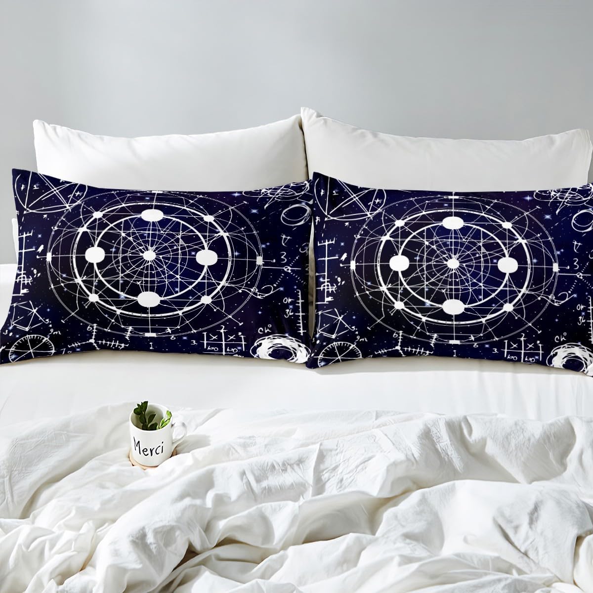 Erosebridal Science Theme Bedding Set Queen Size for Boys Girls Chemistry Periodic Table Print Duvet Cover Chemical Subject Theme Comforter Cover Teens Kids Math Science Atyle Bedspread Cover 3 Pcs