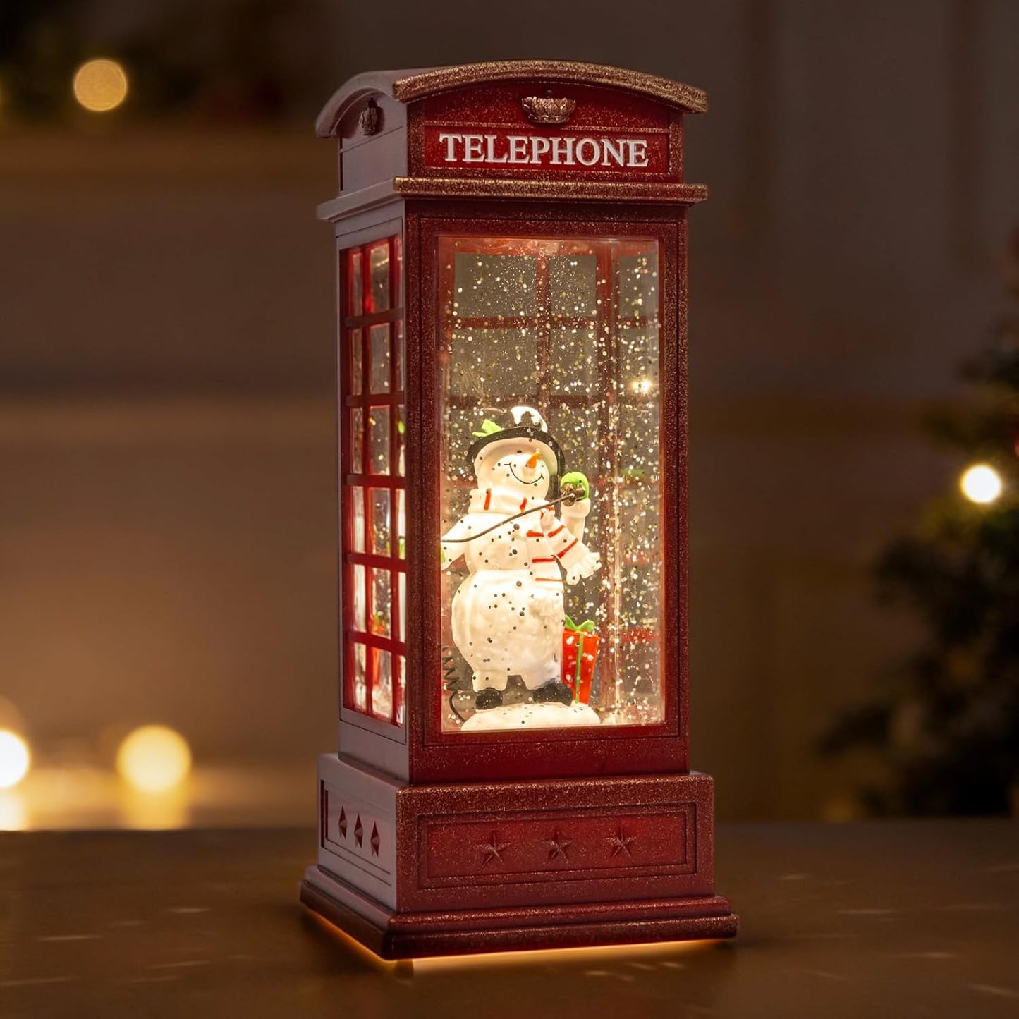 Christmas Snow Globes Lantern, Church and Christmas Tree Christmas Decorations Indoor, 6H Timer Battery & USB Powered Light Up Musical Snow Globes for Kids Women Adults Gift Thanksgiving Home Decor