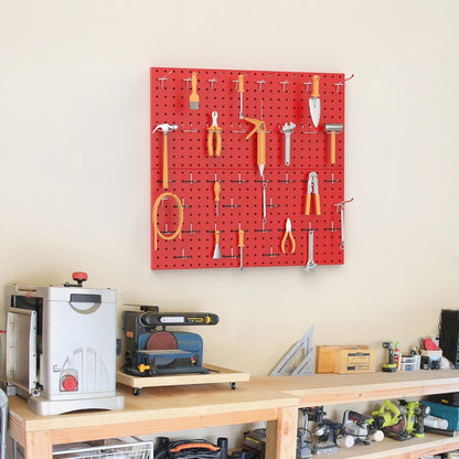 TORACK Metal Pegboard Wall Organizer 24" x 24" or 12" x 48", 70 PCS Tools Storage Pegboard for Garage Tool Organizer Pegboard with Peg Board Hooks for Workbench(Blue)