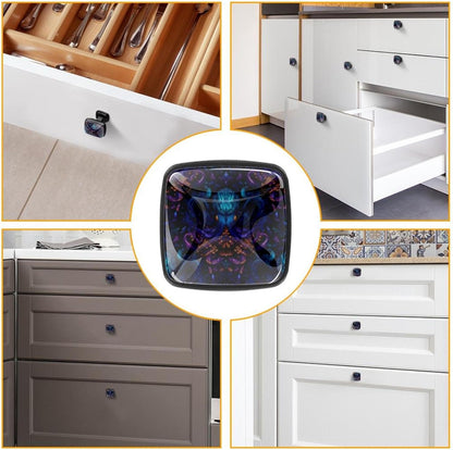 4 Pack Cabinet Knobs Drawer Pulls, 30mm Round ABS Glass Drawer Hardware Growing Butterfly Cabinet Handles with Screws for Dressers Kitchens Cupboard