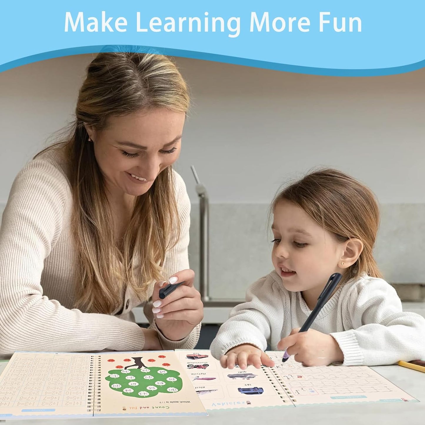 AALGO Handwriting Book Practice for Kids,Reusable Grooved Handwriting Books, Writing Practice for Kids Age 3-5