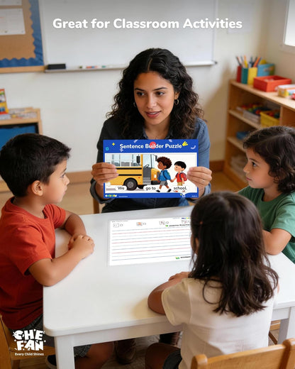 CHEFAN Sentence Building Puzzle for Kids, Reading & Writing Learning Game with Sight Words & Phonics, Sentence Board & Writing Board, Speech Therapy Toy for Preschool PreK Kindergarten 1st Grade