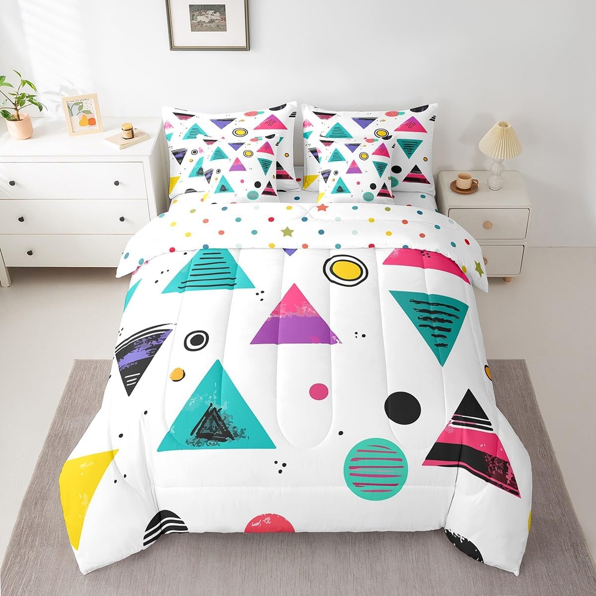 Erosebridal Chemical Equation Bed in a Bag Queen Comforter Set 7 Piece,Chemistry Bedding Sets Science Students Learning Gift Sheet Set with Comforter,Molecular Formula Education Bed Set - Colors A