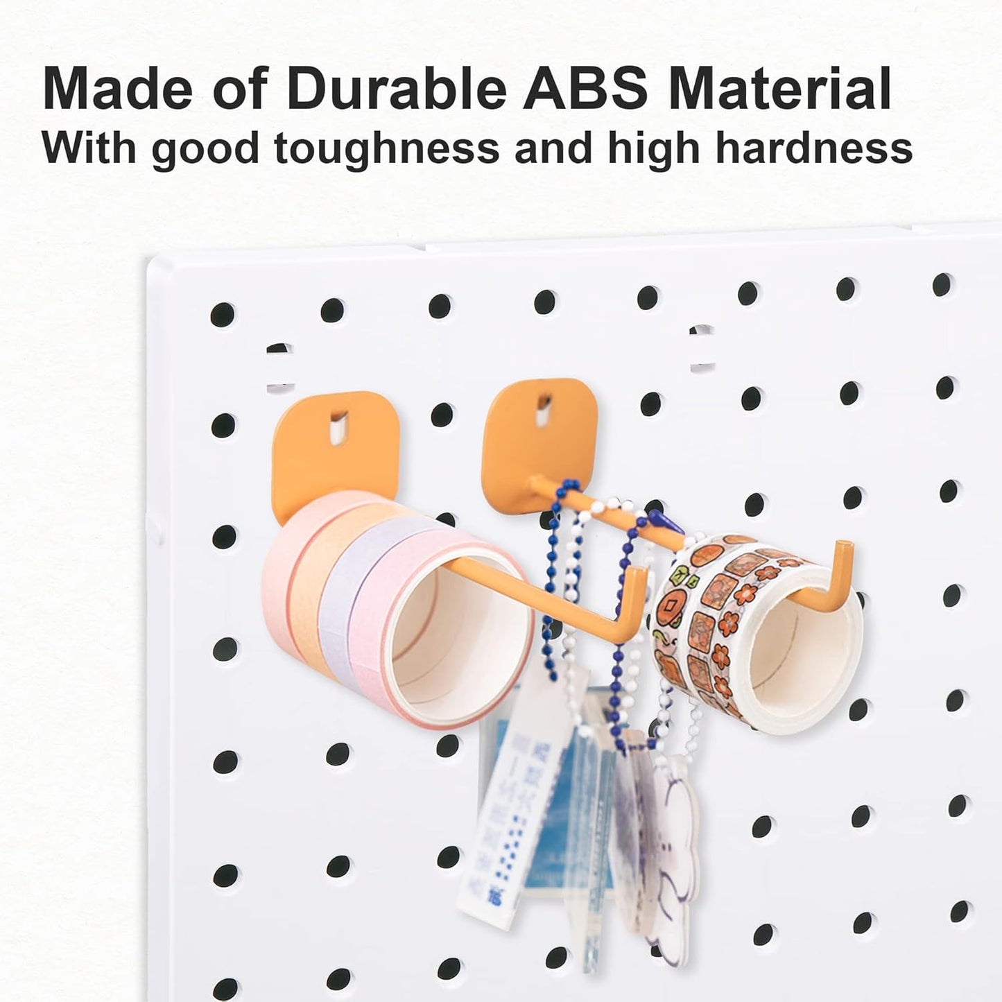 4Pcs Peg Board Panels, White ABS Pegboard Wall Mount, Easy Installation for Craft Room, Garage, Kitchen, Workshop