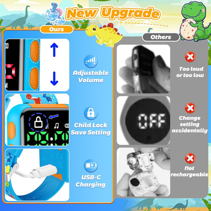 Potty Training Watch and Board Book for Kids: Water Resistant Potty Watches for Toddler Boys Rechargeable Toilet Reminder Dinosaur Toddler Watch 1-3 Birthday Gifts for 2 3 4 Year Old Boy (Blue)