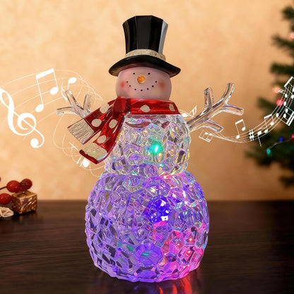 Christmas Lantern Snow Globe, Lighted Musical Snowman Lantern with Swirling Glitter, 10.5'' Christmas Snowing Lantern, USB & Battery Operated with Timer, Vintage Holiday Tabletop Decor