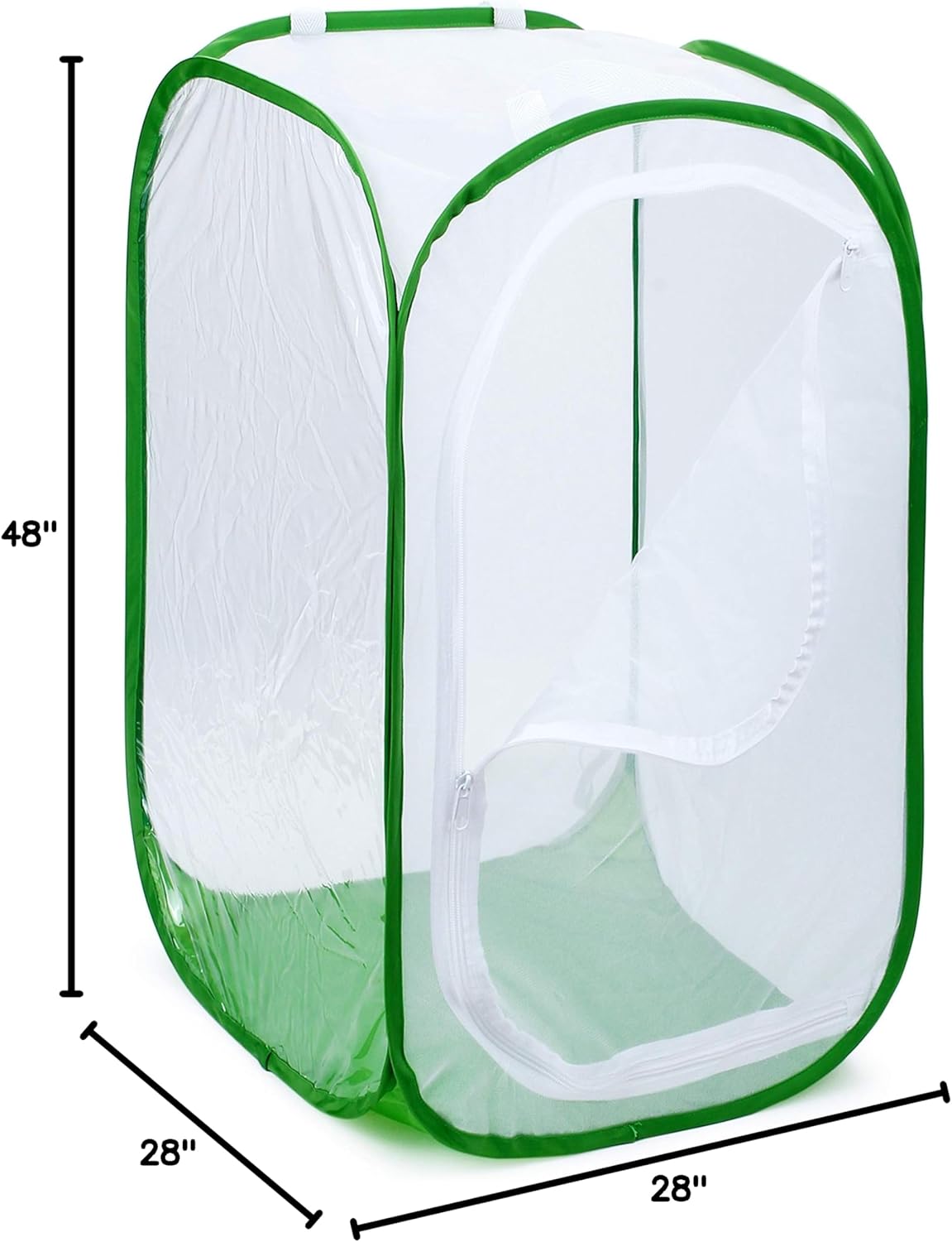 4 Feet Extra Large Monarch Butterfly Habitat, Giant Collapsible Insect Mesh Cage Terrarium Pop-up (White + Green, 28 x 28 x 48 Inches)