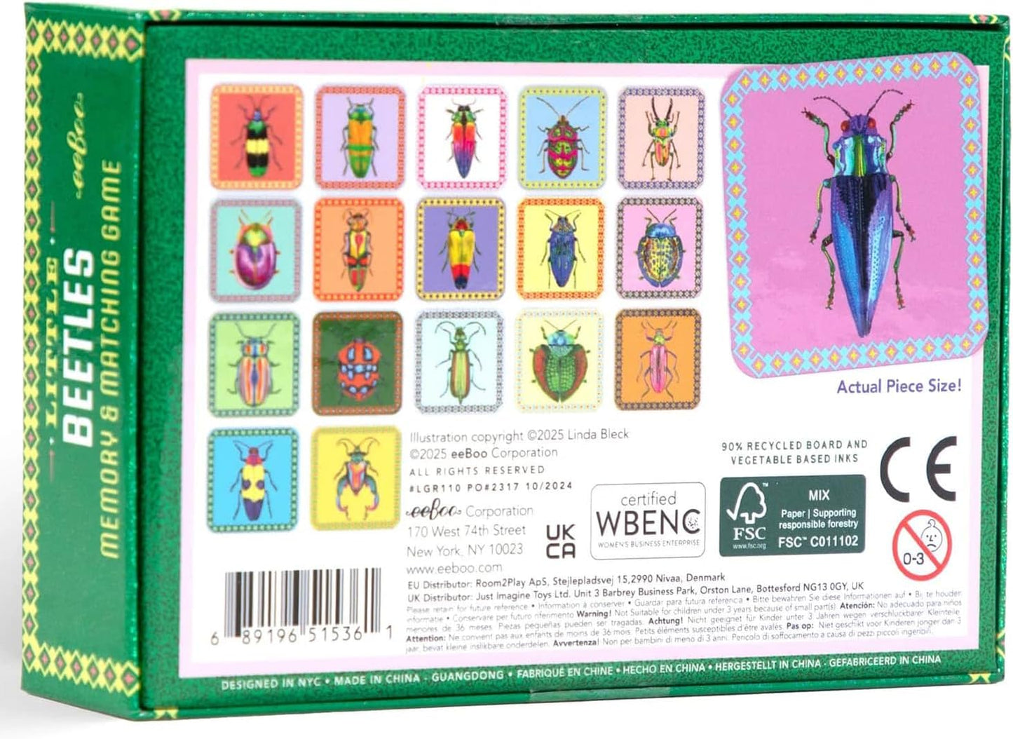 eeBoo: Memory & Matching Game- Little Birds- 18 Illustrated Matching Pairs, Concentration Tile Game, Informational Insert, Kids Ages 4+, 1-4 Players