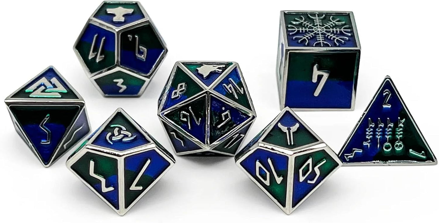 Norse Foundry Set of 7 Banshee Wail Norse Series Full Metal Polyhedral Dice RPG Math Games DND Pathfinder