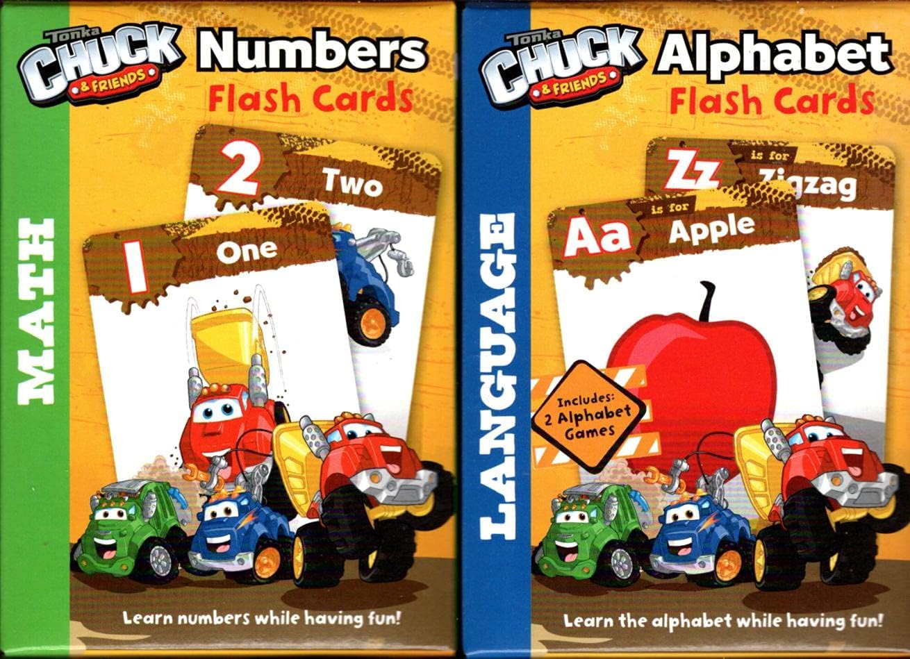 Hasbro Tonka Chuck & Friends Flash Cards - Numbers, Alphabet - PreK-K (Set of 2 Pack)