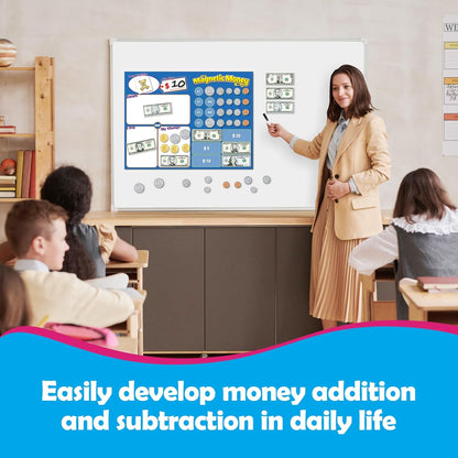 Kasfalci 60 PCS Magnetic Money for Kids for Learning, Math Manipulatives, Learning & Education Toys for Classroom, Pretend Play, Math Games for Toddler, Teacher and Homeschool Supplies