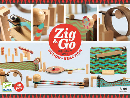 DJECO Zig & Go Big Boum Wall Construction Set (48pcs) - Chain Reaction Game for Kids - Fun & Creative Activity for Friends & Family, Educational Toys for Children 8+ Years Girls & Boys