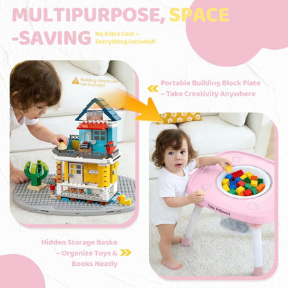 Time Followers® 6-in-1 Baby Activity Center | 4 Stage Montessori-Inspired Toys | Grow Stationary Standing Toddler Table | Jumpers & Bouncers | Must Have for Boy & Girl 6, 12, 24+ Month Old (White)