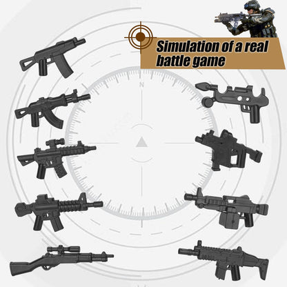 Weapons Pack Military Toy Set Building Blocks Model for Soldier Figures, Army Equipment Gear Kit Pieces and Parts Accessories Compatible with Major Brand