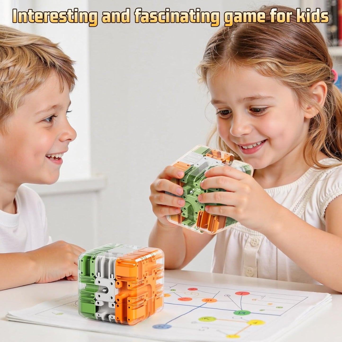 JUKUDAHU 3D Cube Puzzle Toys for Kids 3-5 5-8 8-12 with Ball, Educational Brain Teaser Color Matched Game, Family Board Game Fidget Toys Birthday Gift for Boys Girls 3 4 5 6 7 8 9 10+ Years Old Teens