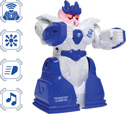 LEXiBOOK Powerman Max - Remote Control Walking Talking Toy Robot STEM Programmable Dances Sings Telling 10,000 Stories 300+ Learning Quiz Shooting Discs and Voice Repeat for Kids 4+ - ROB80EN, White