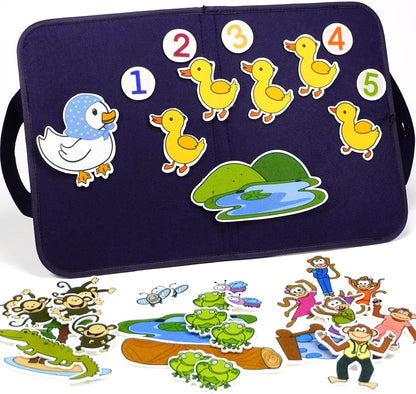 CHEFAN Felt/Flannel Board Story Set of 4, PRECUT Felt Pieces for Preschool Toddlers Circle Time,We are Going On A Bear Hunt, Mary Had A Little Lamb, Little Bo-Peep, Little Boy Blue