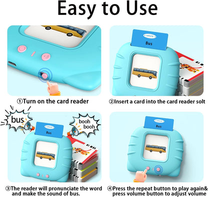 Kidzdo Educational Learning Toys for Toddlers, 540 Sight Words Talking Flash Cards with Music, Montessori Pocket Speech Therapy Toys, Teaching/Birthday Gifts for Ages 2 3 4 5 Years Old Girls (Pink)