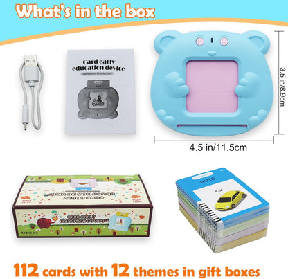 Spanish & English 510 Words Alphabet Bilingual Talking Flash Cards for 3-8 Years Toddlers, Pocket Speech Buddy Therapy Autism Toys, Educational Learning Interactive Toy for Boys Girls Kids Gifts Blue