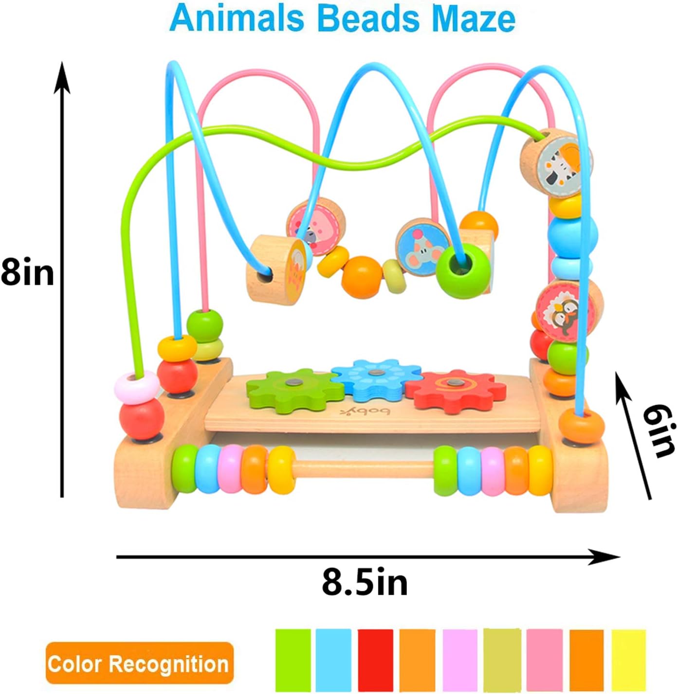 Bead Maze for Babies, Wooden Educational Abacus Beads Circle Toddler Toys - Colorful Roller Coaster Activity Game,Great Gift for Babies Toddlers Girls and Boys