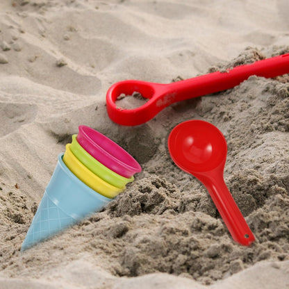 Totority Ice Cream Scoop Toy and Sand Ice Cream Set 5 Pieces Plastic Cones for Kids Outdoor Beach and Sandbox Play
