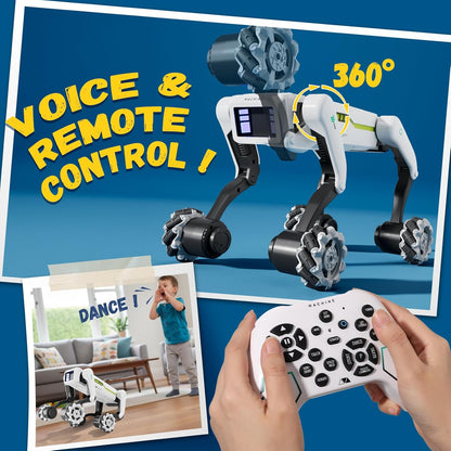Stunt Robot Dog RC Toys with Wheels for Ages 8-13, Interactive Programmable Voice & Remote Control Pet Robot Toy for 6+ Year Old Kids Boys Girls Birthday Gift