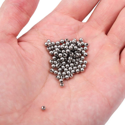 BEADIA Stainless Steel Spacer Beads 3x2.5mm Round Loose Charm Caps Beads for DIY Jewelry Making 100pcs with 1mm Hole
