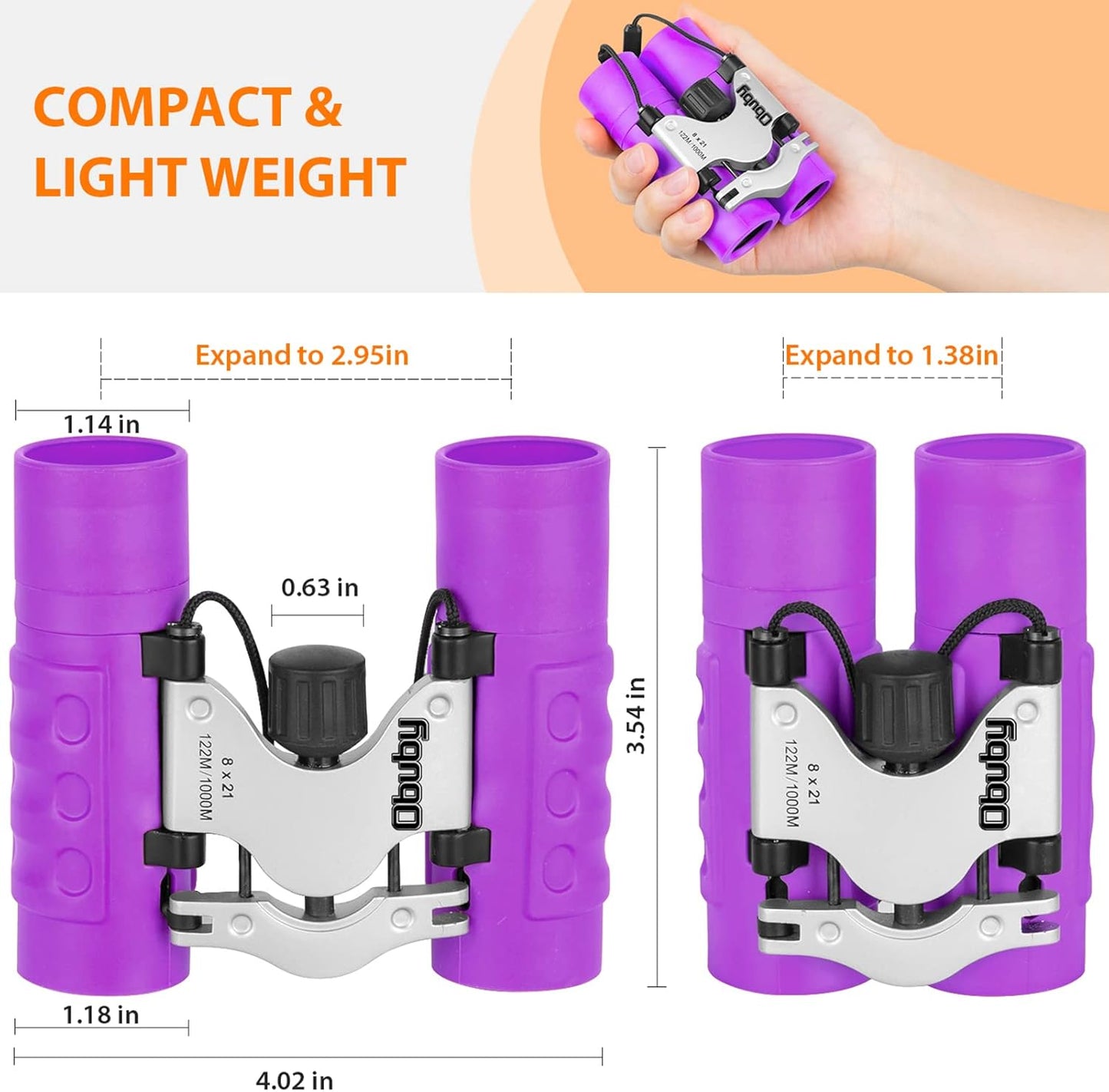Real Binoculars for Kids Gifts for 3-12 Years Boys Girls 8x21 High-Resolution Optics Compact Toy Binocular for Bird Watching,Travel, Camping
