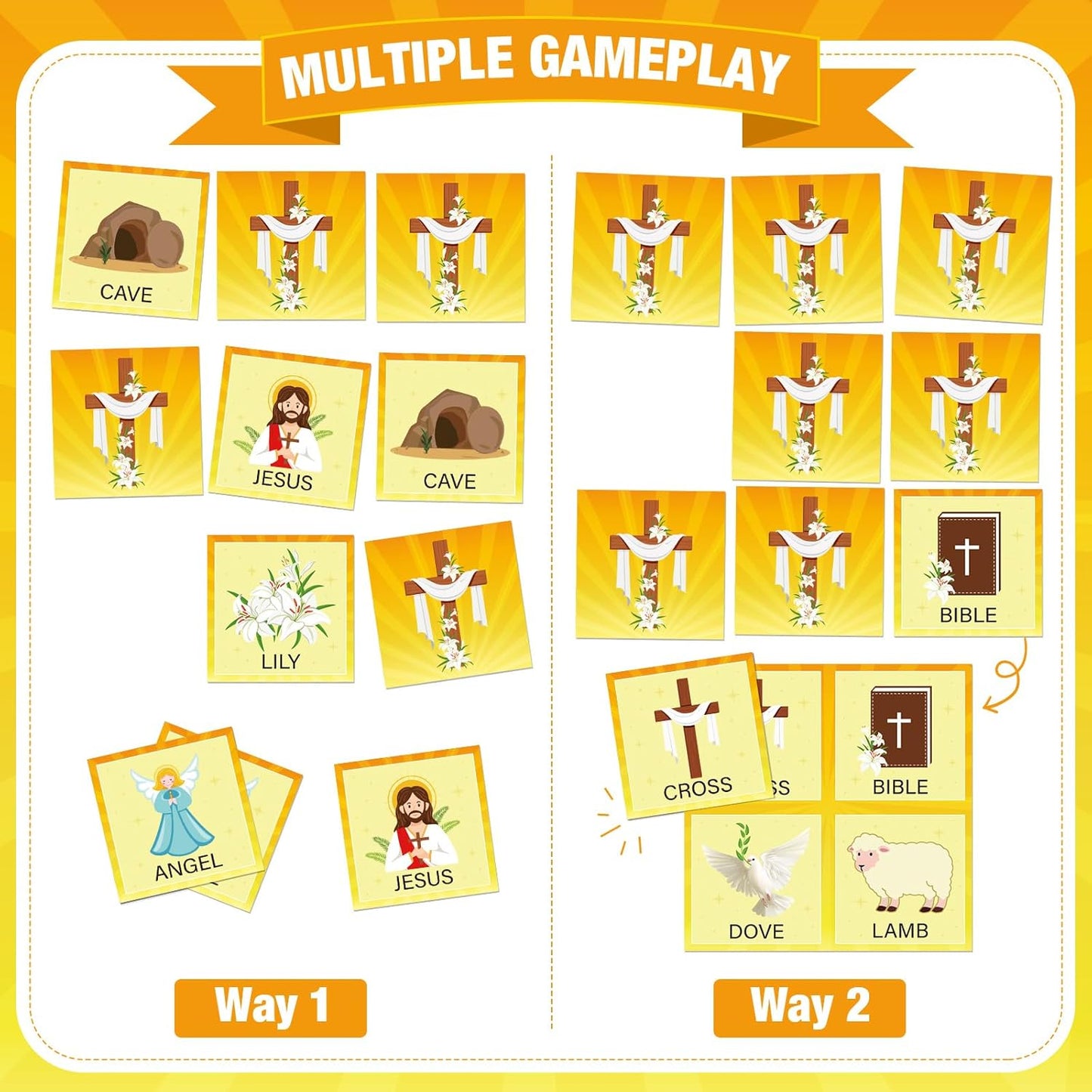 Fuutreo 82 Pcs Christian Memory Matching Games Religious Bible Matching Cards Memory Game Concentration Cards for Winter Holiday Educational Gifts Family Supplies