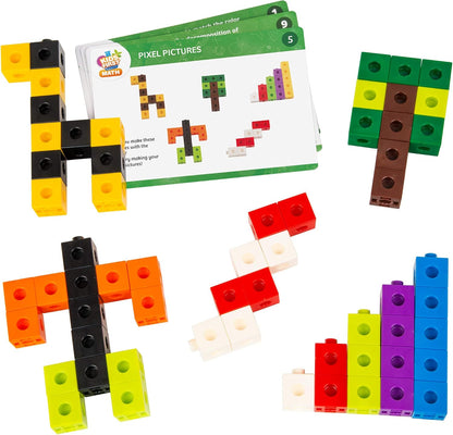 Kids First Math: 100 Linking Cubes Mathematics Kit w/Activity Cards | Develop Skills in Counting, Sorting, Sequencing, Graphing, Measuring | Visual Hands-on | at-Home | Classroom Learning Ages 3+