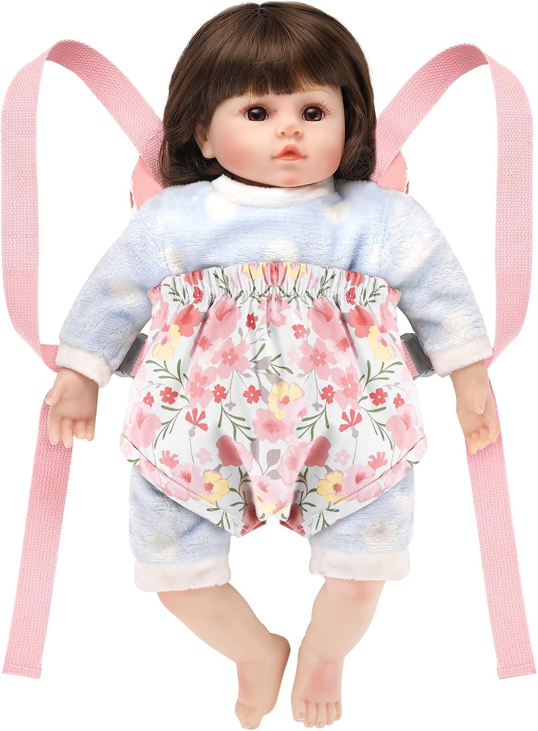 GAGAKU Baby Doll Carrier for Little Girls, Reborn Doll Accessories for Toddlers 3+ Years Old, Kids Toy Baby Dolls Sling Carrier - Pink - Moonflower