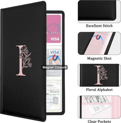 Letter Car Registration and Insurance Holder, with Magnetic Closure for License, Cards and Documents,Vehicle Glove Box Car Organizer, Interior Car Accessories for Women Men (I)