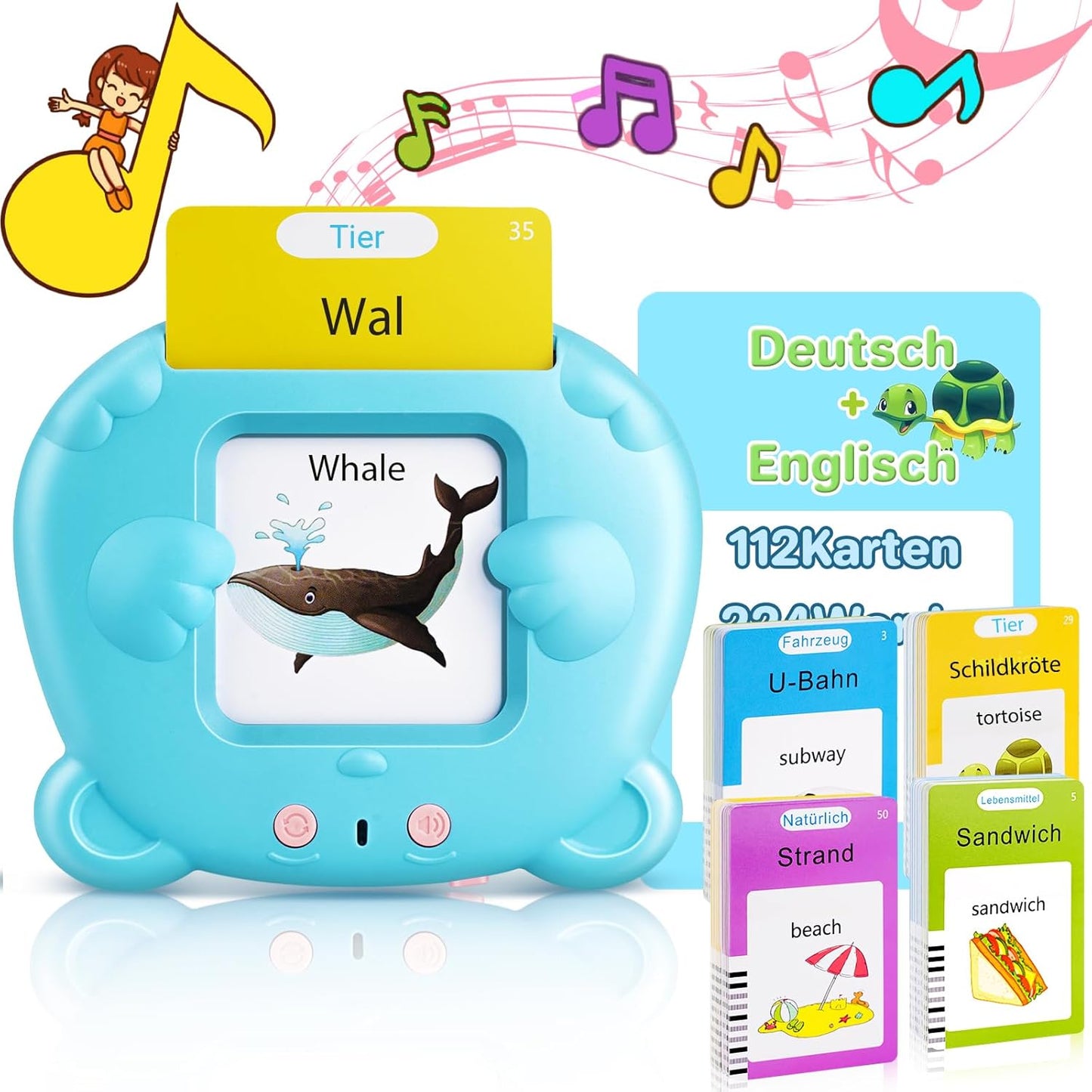 Spanish & English Talking Flash Cards for Toddler, Bilingual Flash Cards Learning Montessori Toys with 224 Sight Words, Speech Therapy Toys for Children Sensory Preschool Education