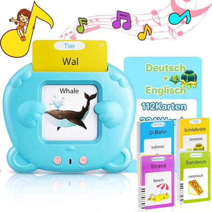 Spanish & English Talking Flash Cards for Toddler, Bilingual Flash Cards Learning Montessori Toys with 224 Sight Words, Speech Therapy Toys for Children Sensory Preschool Education