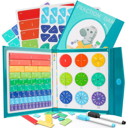 Ducational Highiy Magnetic Fraction Educational Puzzle,Magnet Montessori Fraction Puzzle for Hands and Brain Use，Teaching Aid for Classroom Homeschool