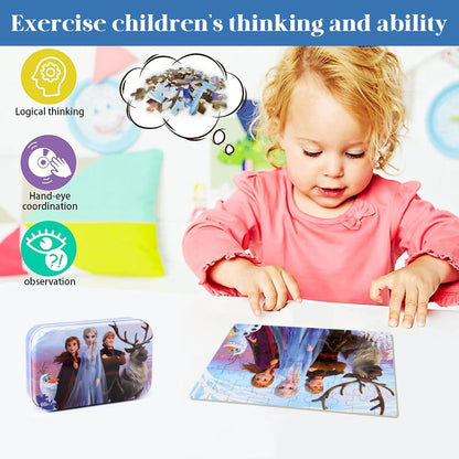 MZZOTOY Puzzles for Kids Ages 4-8, 60 Piece Puzzles for Kids Ages 3-5 in a Metal Box Girls and Boys Learning Educational Jigsaw Puzzle Toys Gifts