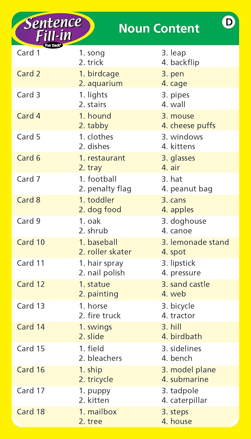 Super Duper Publications | Sentence Fill-in Fun Deck Flash Cards | Educational Learning Resource for Children
