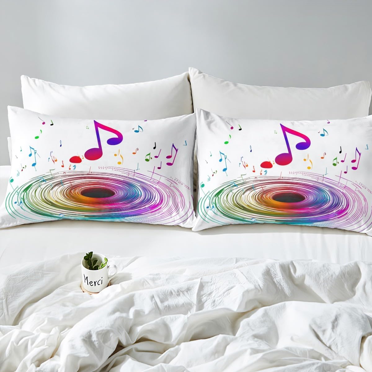 Drum Kit Comforter Cover Abstract Musical Instruments Bedding Set for Kids Boys Teens,Pop Music Duvet Cover Modern Rock Quilt Cover, Teal Laser Light Bedroom Decor Twin Size Blue Green Black