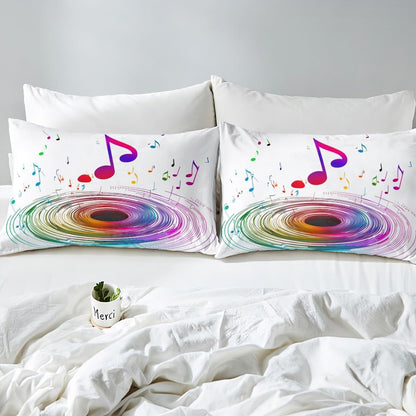 Drum Kit Comforter Cover Abstract Musical Instruments Bedding Set for Kids Boys Teens,Pop Music Duvet Cover Modern Rock Quilt Cover, Teal Laser Light Bedroom Decor Twin Size Blue Green Black