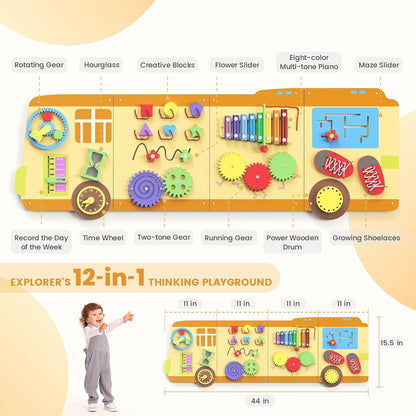 BlueWood Wooden Wall Busy Board Panels, Toddler Learning Activity Center, Montessori Philosophy Sensory, Educational Toys, Conducive to All-Round Development - Whale