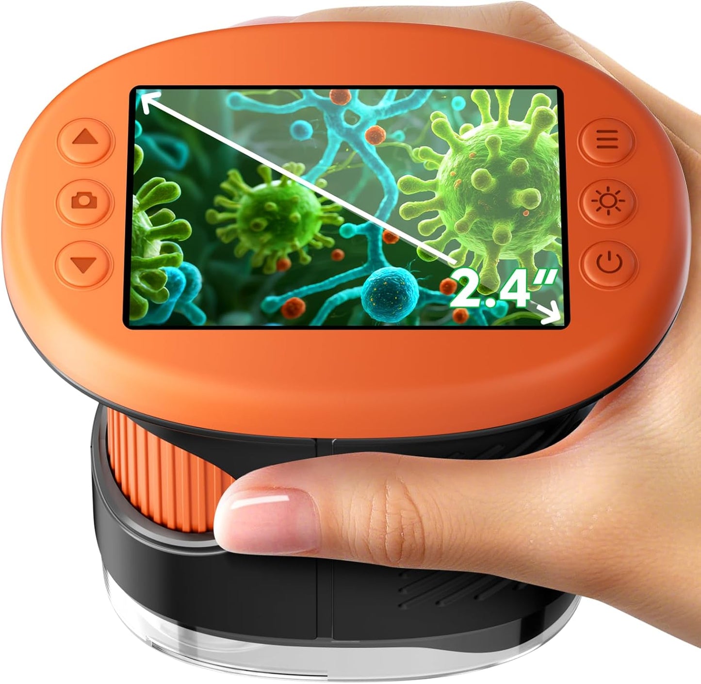 Odatay 4K 1000X Digital Microscope for Kids with Long Distance Viewing & 2.4" Screen, Portable Handheld Edu Toys for Kids Age 3-12 Exploring Bugs Plants at Home Classroom & Outdoor Travel, Yellow