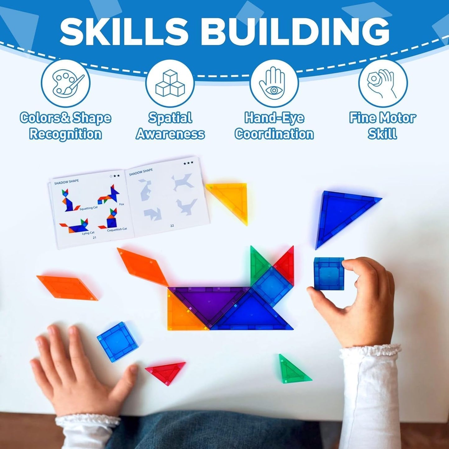 YPLUS Mini Magnetic Tiles Travel Magnetic Blocks Building Toys, 700 Shapes 3D Magnet Tangrams Puzzle, Toddlers Montessori Road Trip Toys STEM Educational Activity for Kids 4-8, 8-12